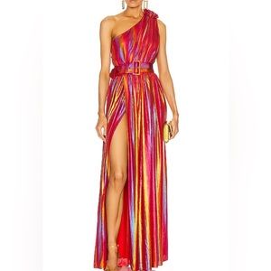 Retrofete Andrea Maxi Dress in Red, Stripes